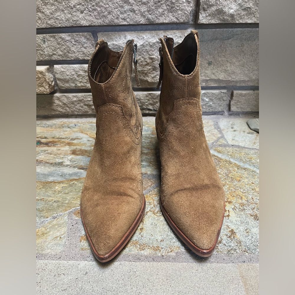 Dolce Vita Solow Suede Pointed Toe Cowboy Western Boots Suede Brown Tan 7.5 - Picture 3 of 12